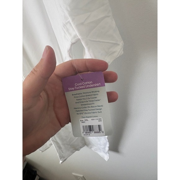 Tommy John Cool Cotton Deep V-Neck Undershirt – White – 2XL - Picture 4 of 5